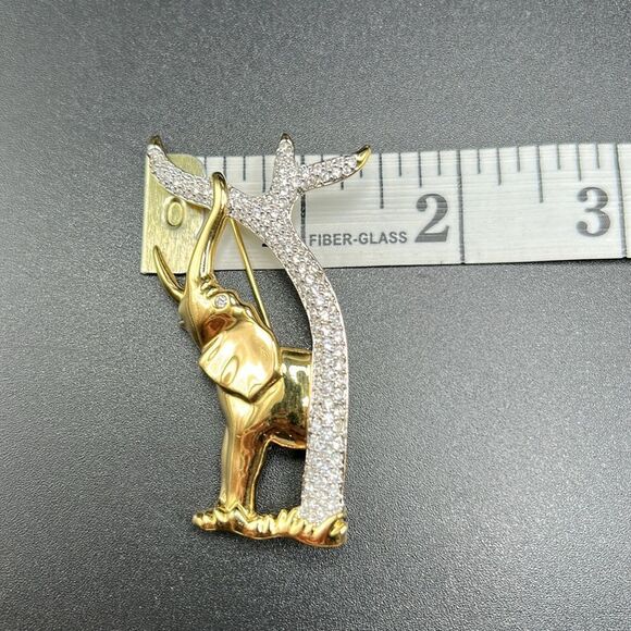 VTG Swarovski 1990s Elephant Motif Crystal Brooch Gold - Picture 7 of 7